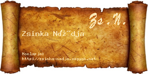 Zsinka Nádja névjegykártya